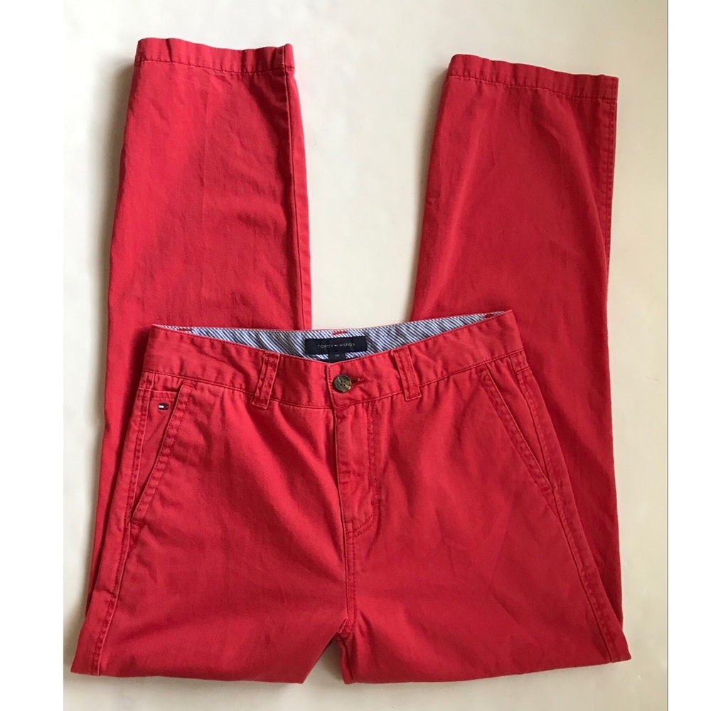 Tommy Hilfiger Boys Size 20 Coral Chino Pants Straight Leg Casual Preppy